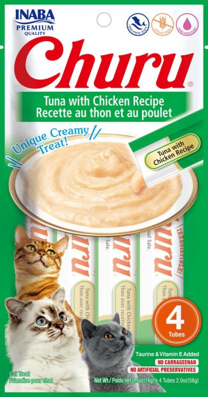 vloeibare snack voor katten churu kip tonijn